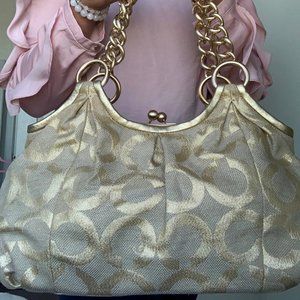 Authentic COACH Gold Jacquard OP Art Bag